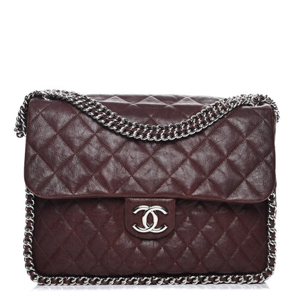 Chanel Crumpled Lambskin Quilted Maxi Chain Around Flap Dark Brown 1 of 10