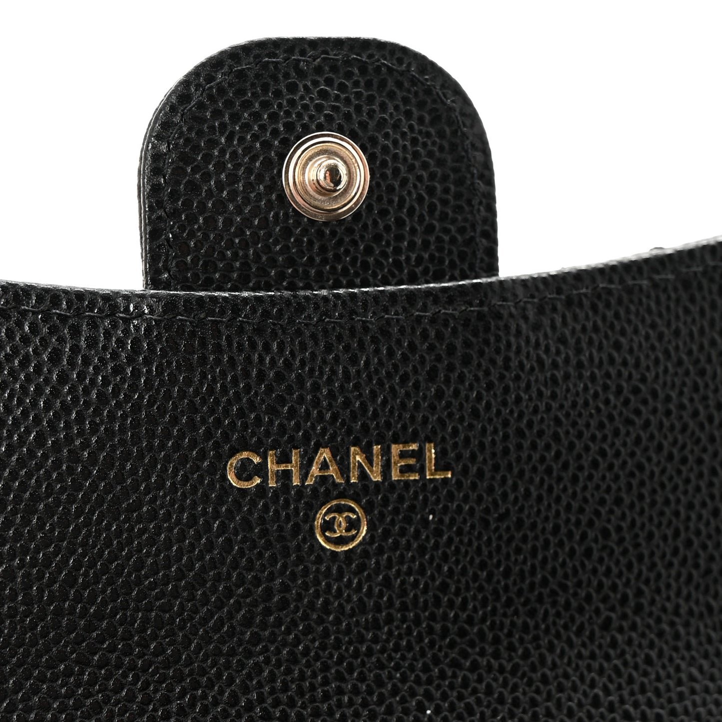 Caviar Quilted Flap Card Holder Wallet Black