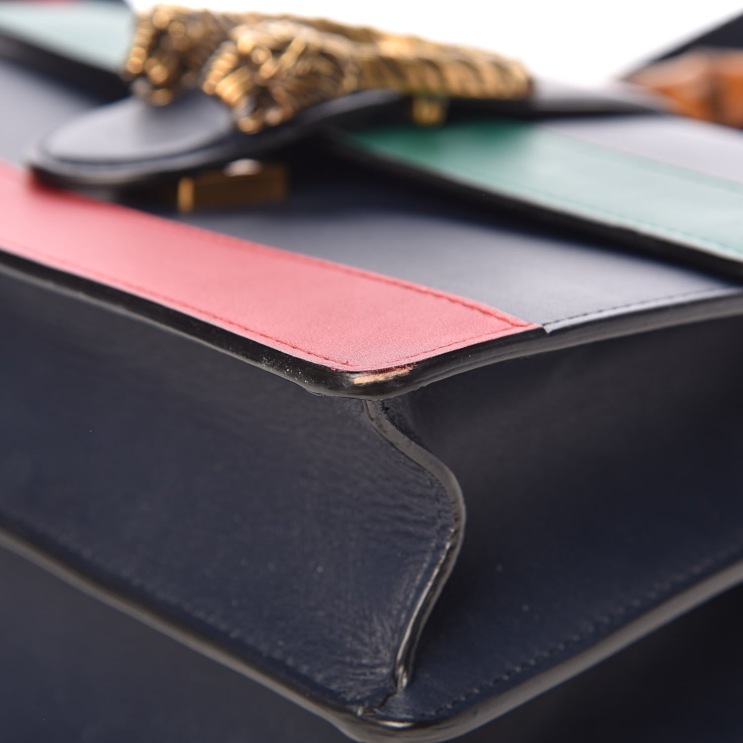 Gucci Moon Calfskin Bamboo Web Medium Dionysus Top Handle Bag Blue Emerald Hibiscus Red 12 of 13