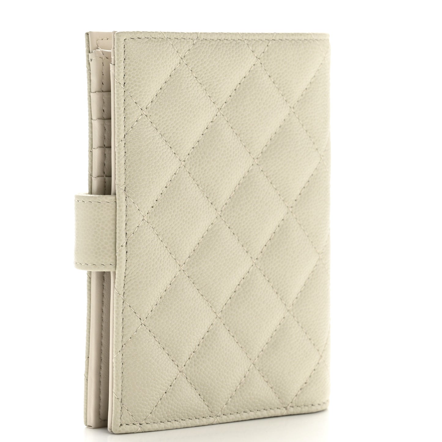 Caviar Quilted Passport Holder Light Grey