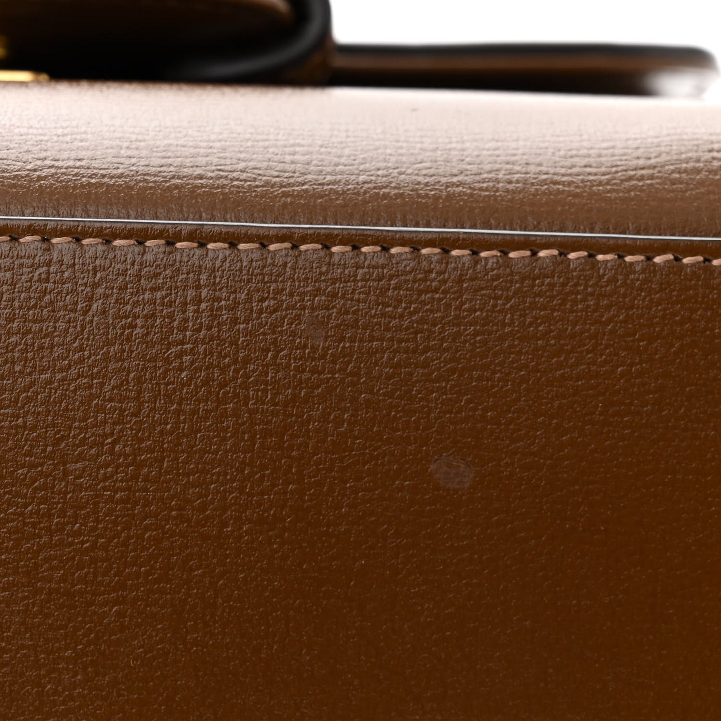 Glazed Textured Calfskin Mini Horsebit 1955 Top Handle Flap Bag Brown Sugar