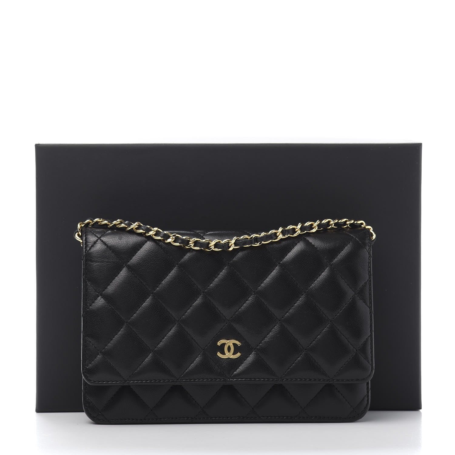 Chanel Lambskin Quilted Wallet On Chain WOC Black 12 of 12