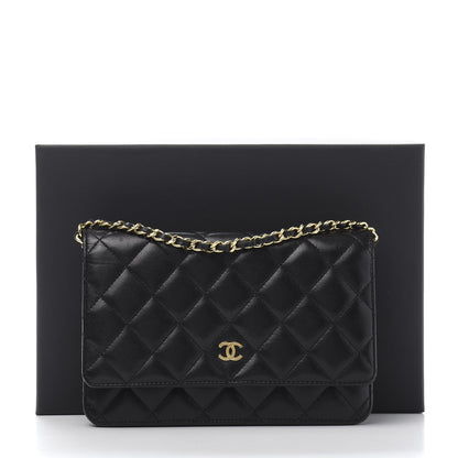 Chanel Lambskin Quilted Wallet On Chain WOC Black 12 of 12