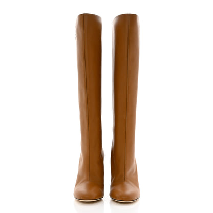 Fendi Vitello Karligraphy Knee High Boots 38 Brown 2 of 7
