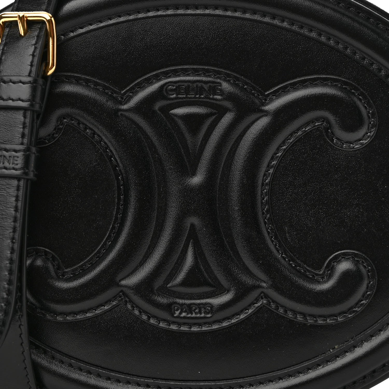 Celine Smooth Calfskin Cuir Triomphe Oval Bag Black 7 of 9