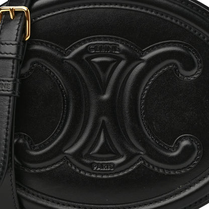 Celine Smooth Calfskin Cuir Triomphe Oval Bag Black 7 of 9