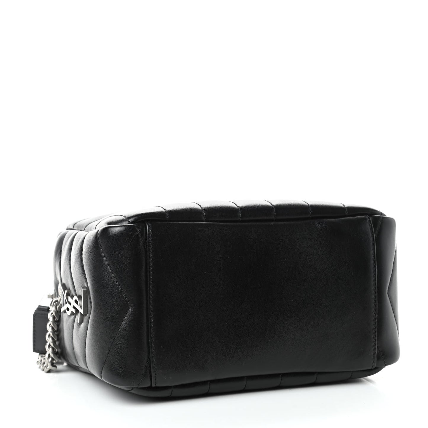 Calfskin Y Quilted Monogram Small Loulou Bowling Bag Black