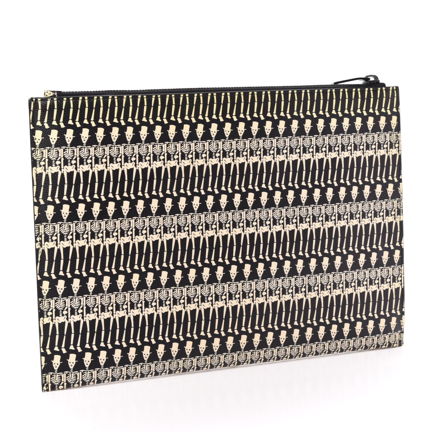 Saint Laurent Grain de Poudre Skeleton Print Zipped Tablet Holder Black 3 of 12