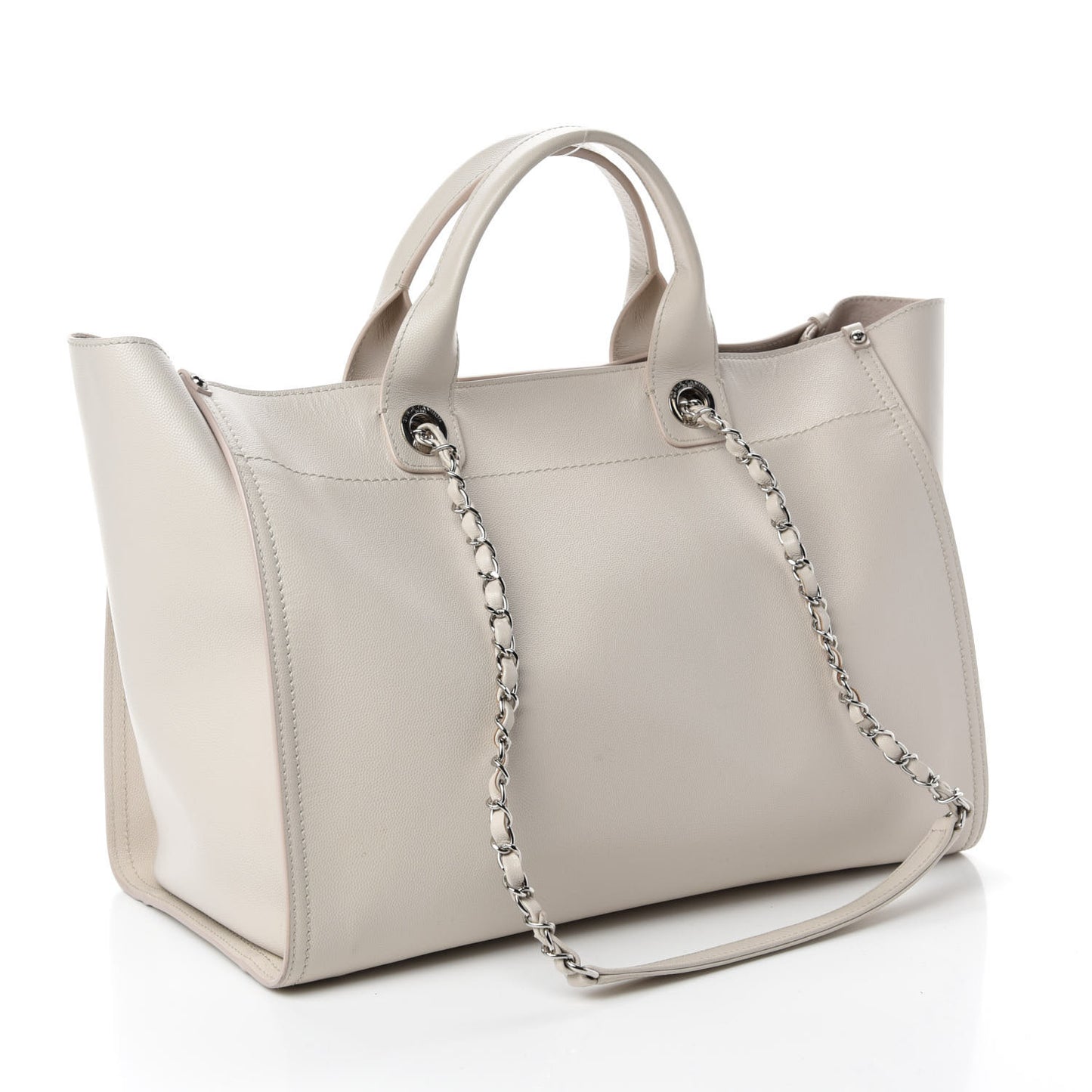 Caviar Medium Studded Deauville Tote Beige