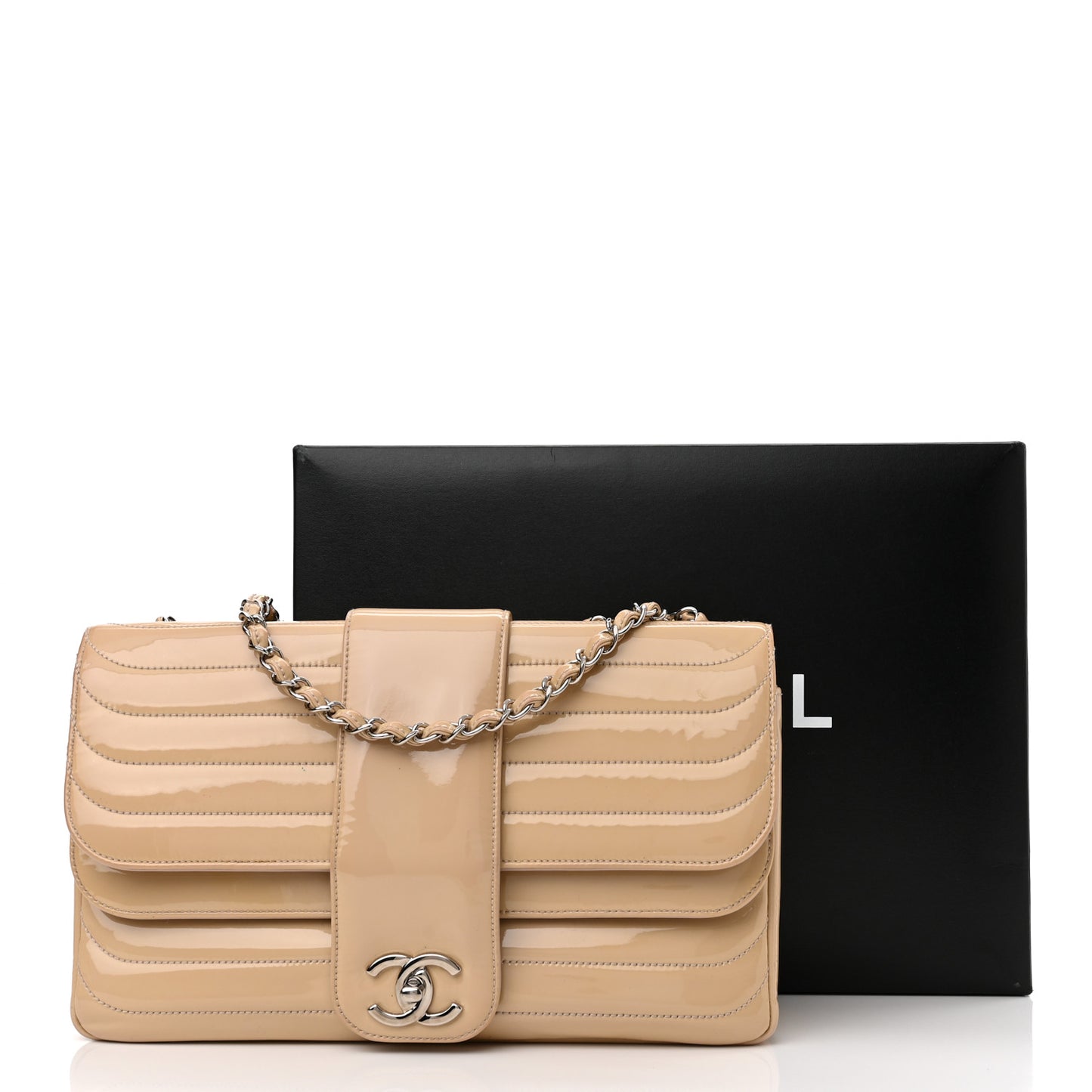 Patent Horizontal Quilted Jumbo Single Flap Pink