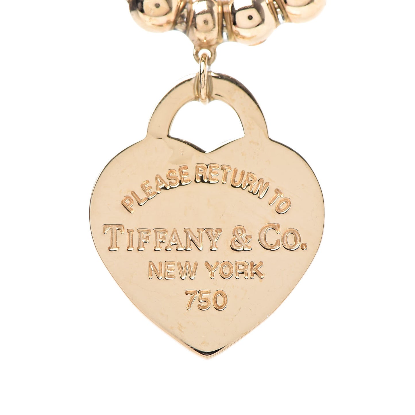 18K Yellow Gold 4mm Return To Tiffany Heart Tag Bead Necklace