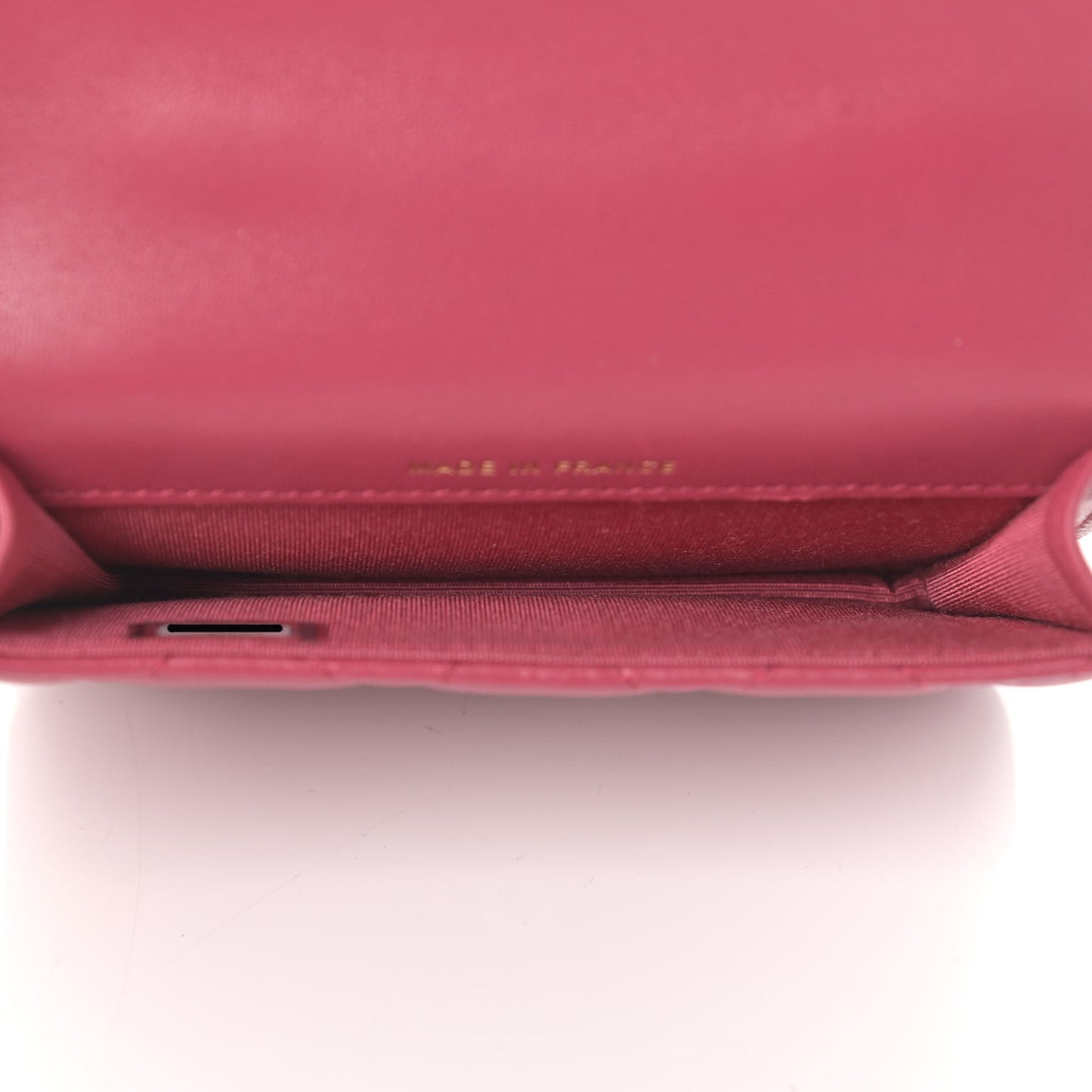 Lambskin Quilted Top Handle Flap Coin Purse With Chain Dark Pink