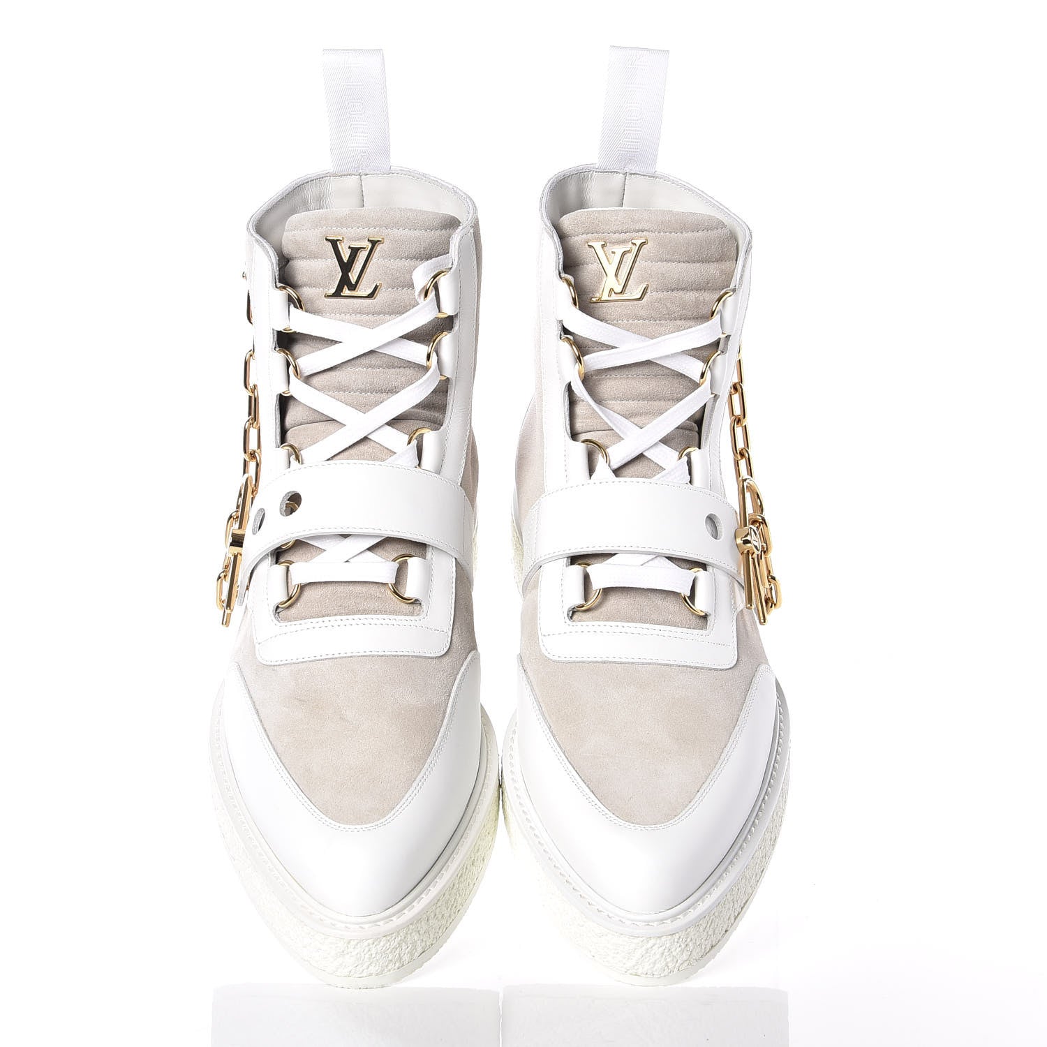 Louis Vuitton Calfskin Suede Mens Creeper Ankle Boots 9 White 5 of 10