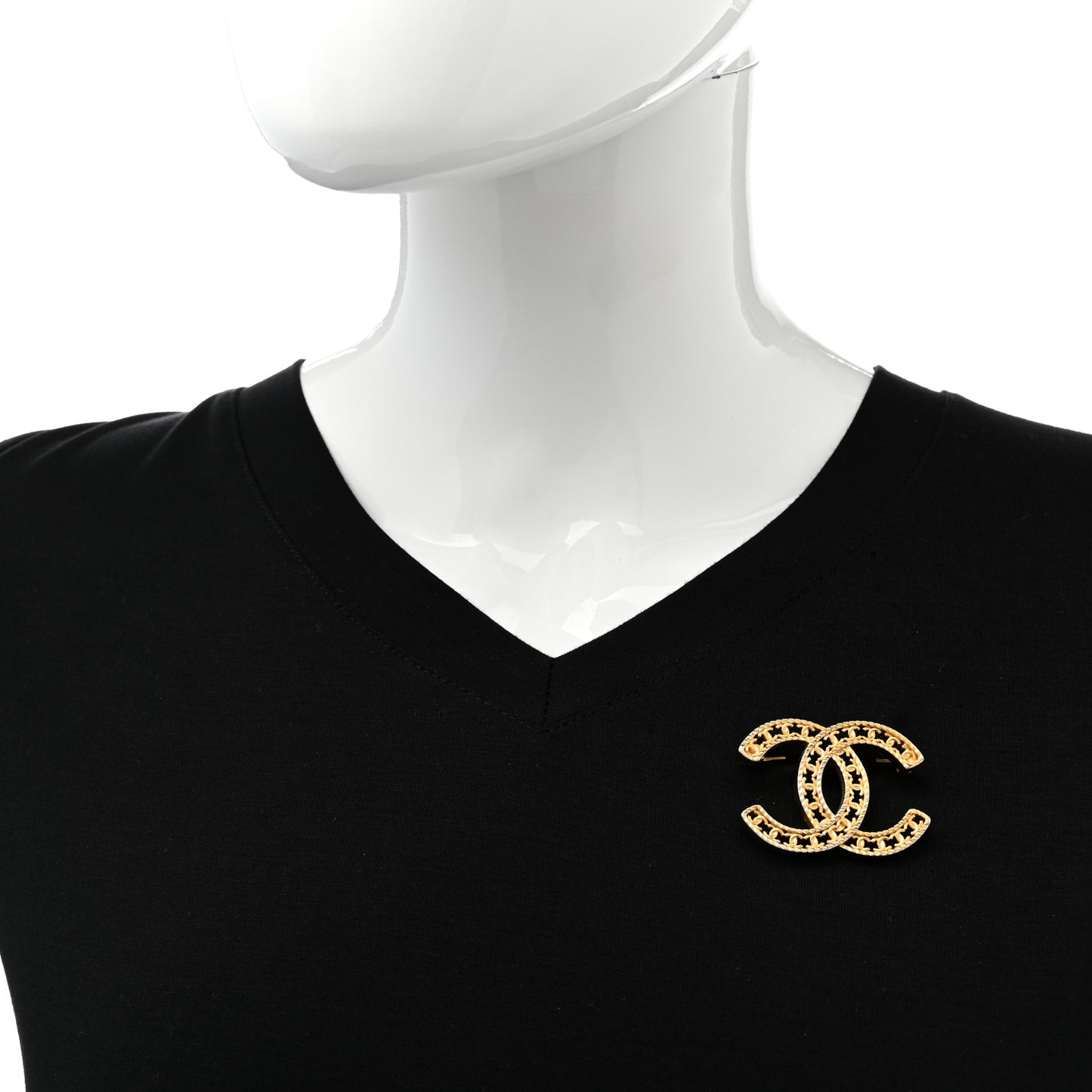 Metal CC Brooch Gold