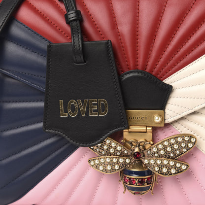 Gucci Calfskin Bamboo Trapuntata Queen Margaret Top Handle Bag Blue Agata Hibiscus Red Mystic White Sugar Pink 12 of 13