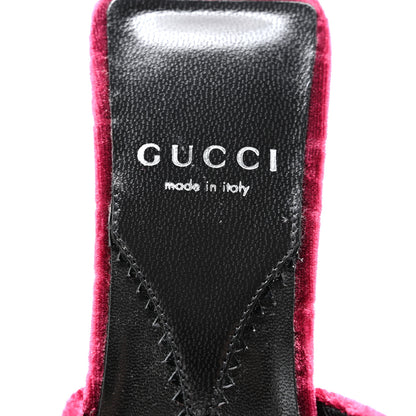 Gucci New Velvet Ashmir Regent Calfskin GG Monogram Square Toe Bow 45mm Slide Sandals 35.5 Red Grape 10 of 11