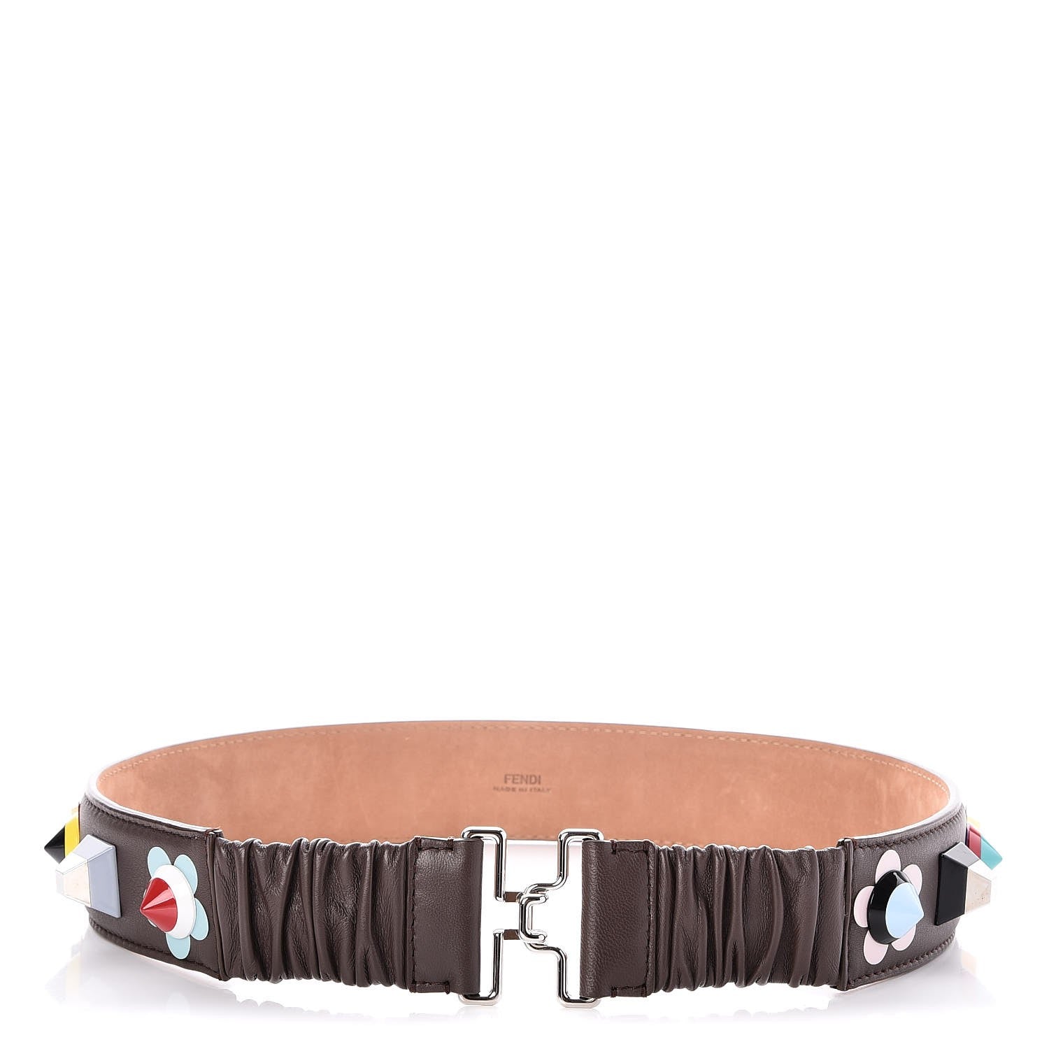 Fendi Calfskin Studded Belt 75 30 Brown Multicolor 1 of 6