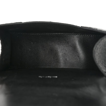 Balenciaga Shiny Calfskin Monochrome Crocodile Embossed Hourglass Top Handle Bag XS Black 5 of 17