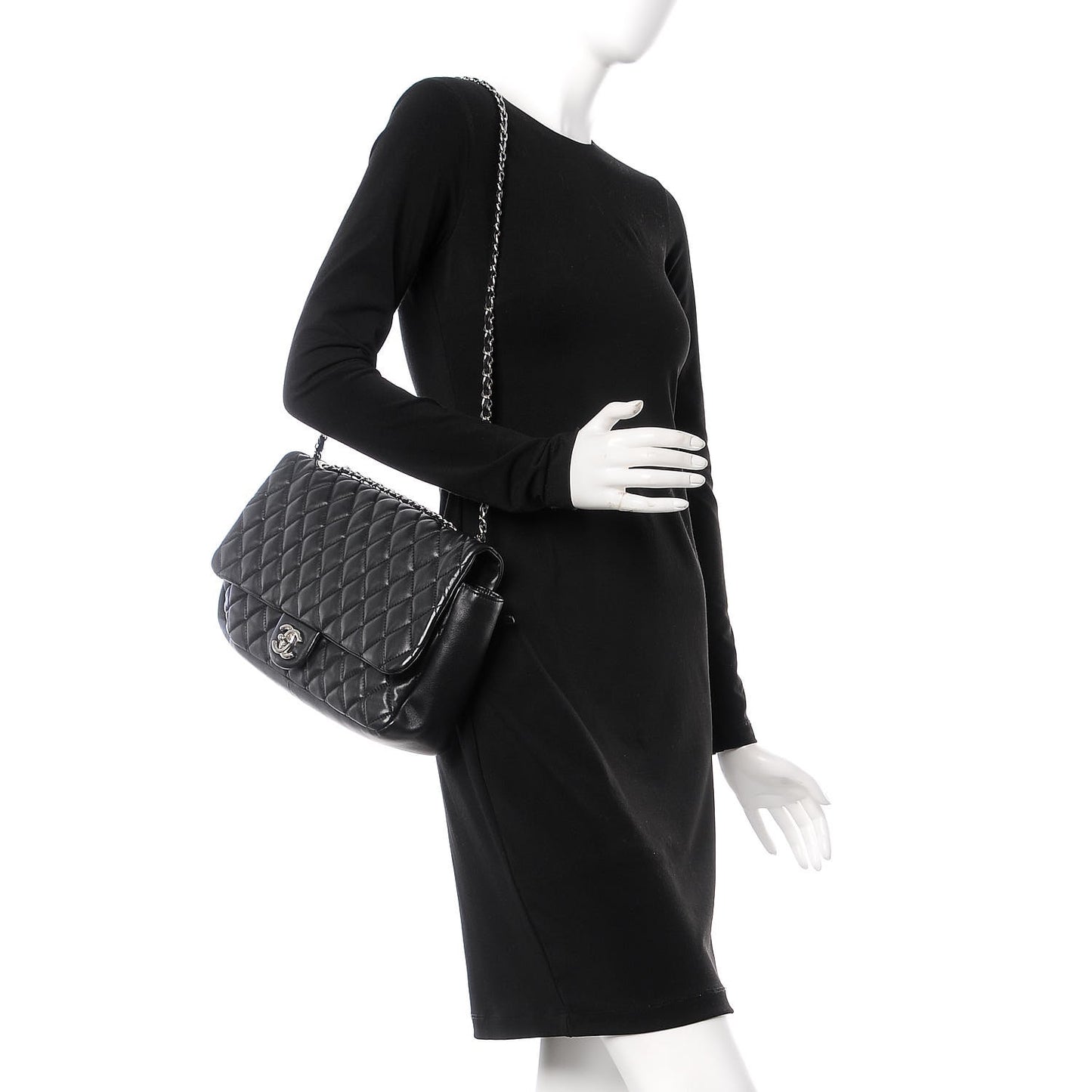 Lambskin Jumbo Coco Rain Flap Black