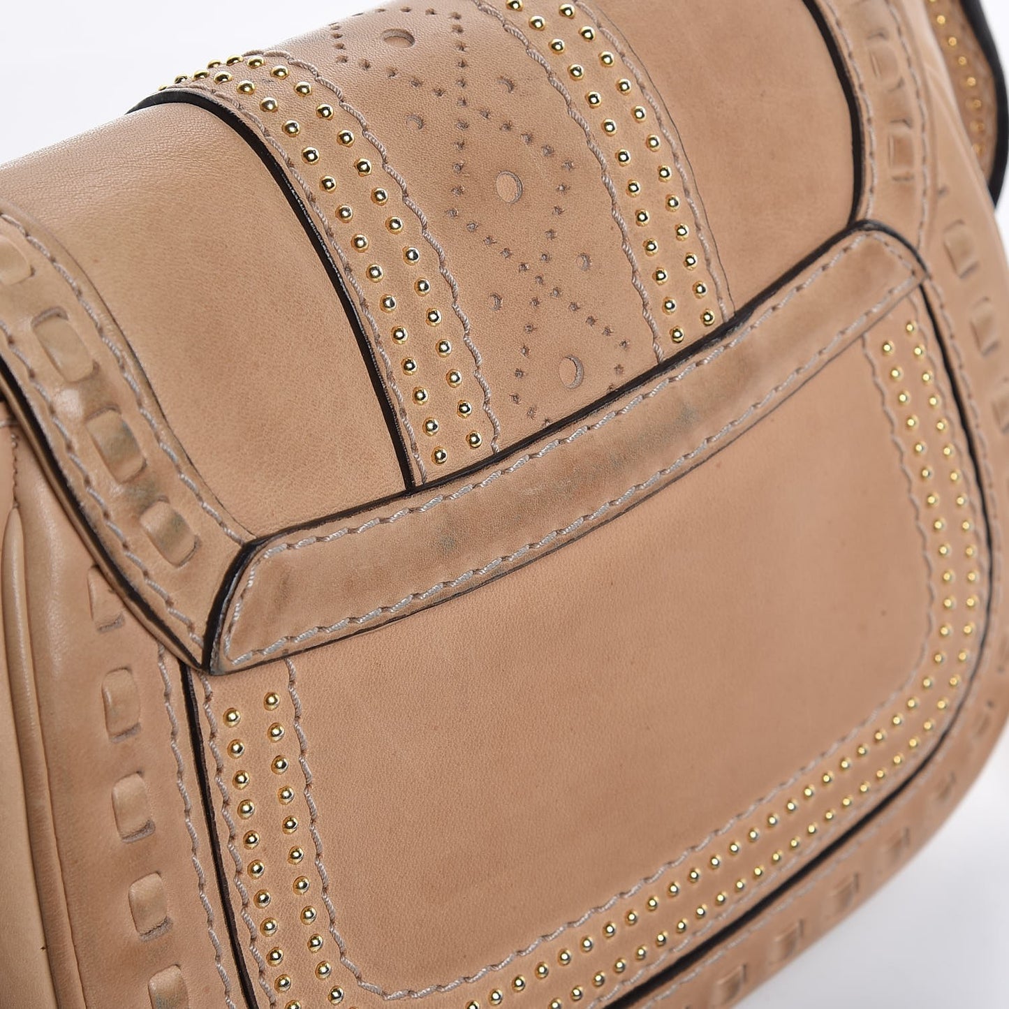 Calfskin Small Snaffle Bit Shoulder Bag Beige