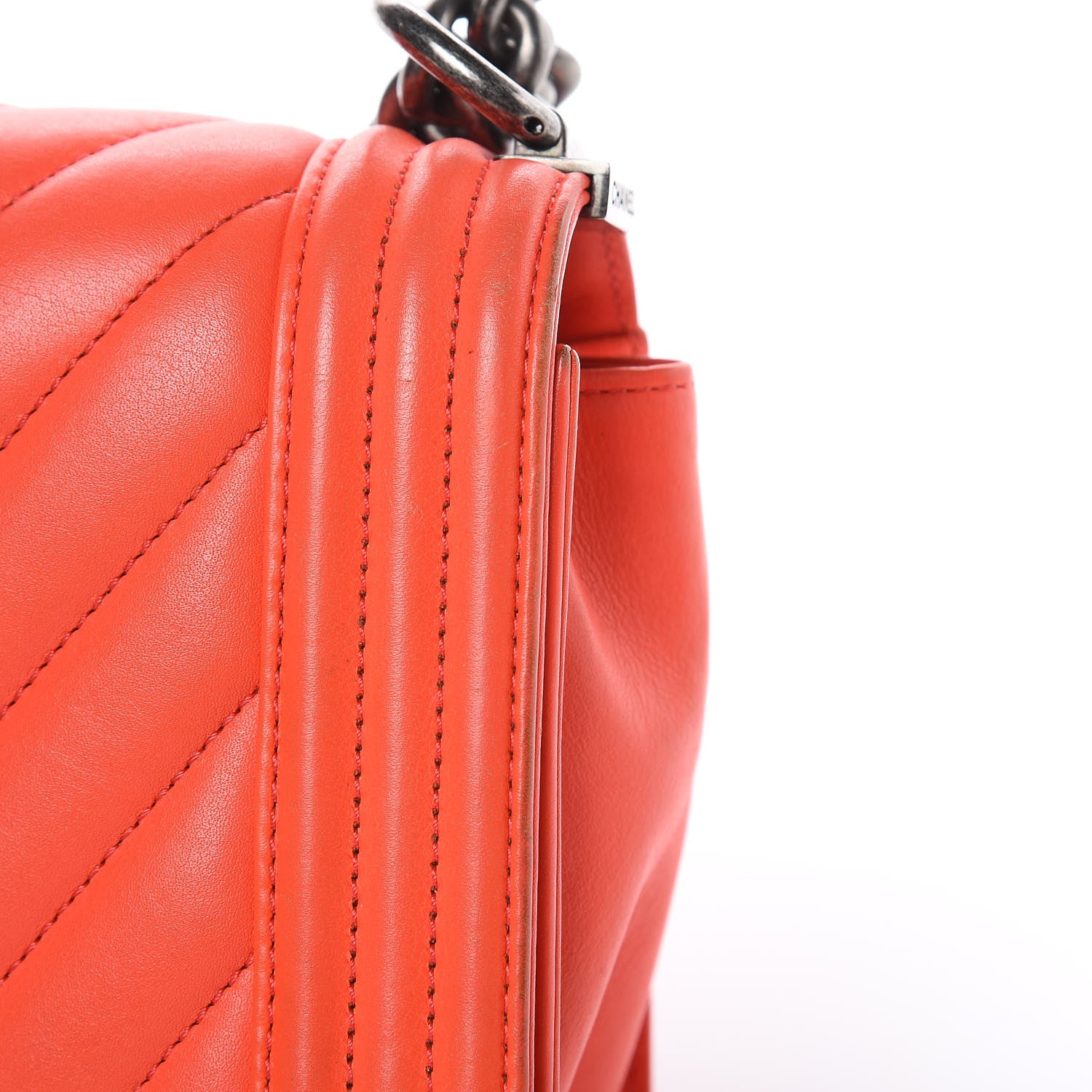 Chanel Calfskin Chevron Quilted Medium Boy Flap Coral 11 of 18