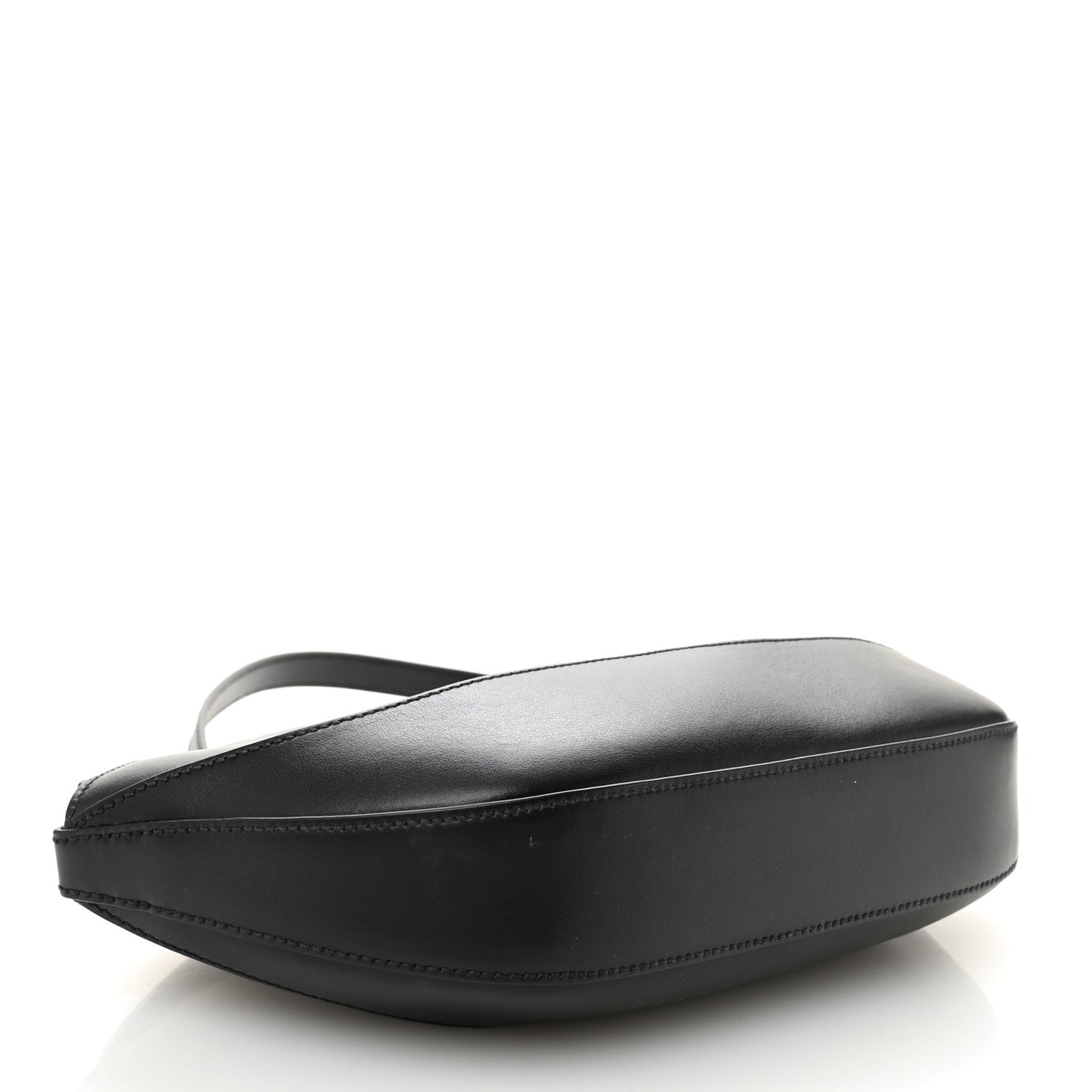 City Calfskin Medium Metal Triangle Logo Bag Black