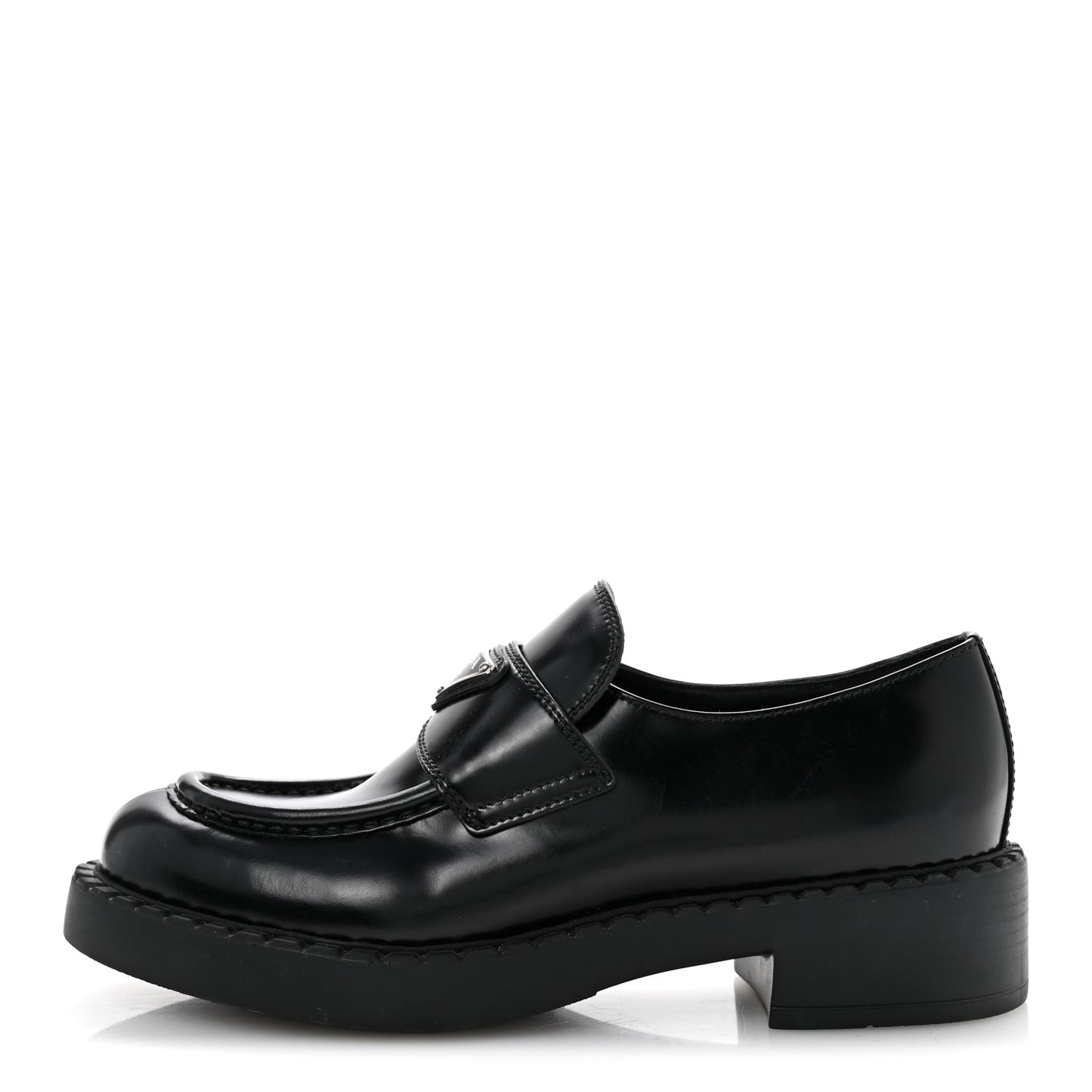 Spazzolato Metal Triangle Logo 50mm Loafers 38 Black