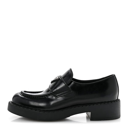Prada Spazzolato Metal Triangle Logo 50mm Loafers 38 Black 1 of 9