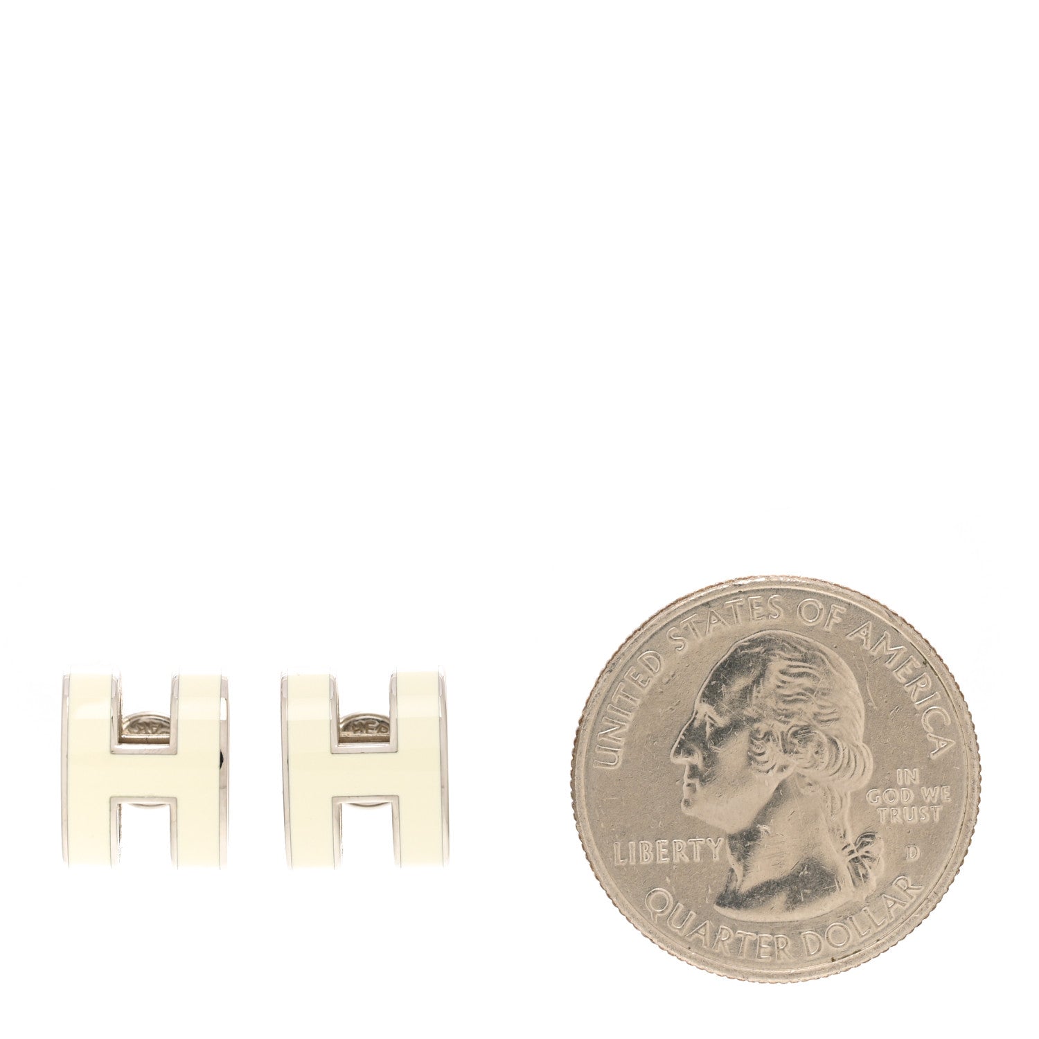 Hermes Palladium Lacquered Mini Pop H Earrings White 2 of 9