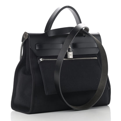 Hermes Military Toile Vache Hunter Herbag Zip PM 31 Black 4 of 17