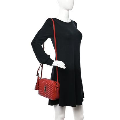 Saint Laurent Calfskin Matelasse Monogram Lou Camera Bag Red 3 of 10