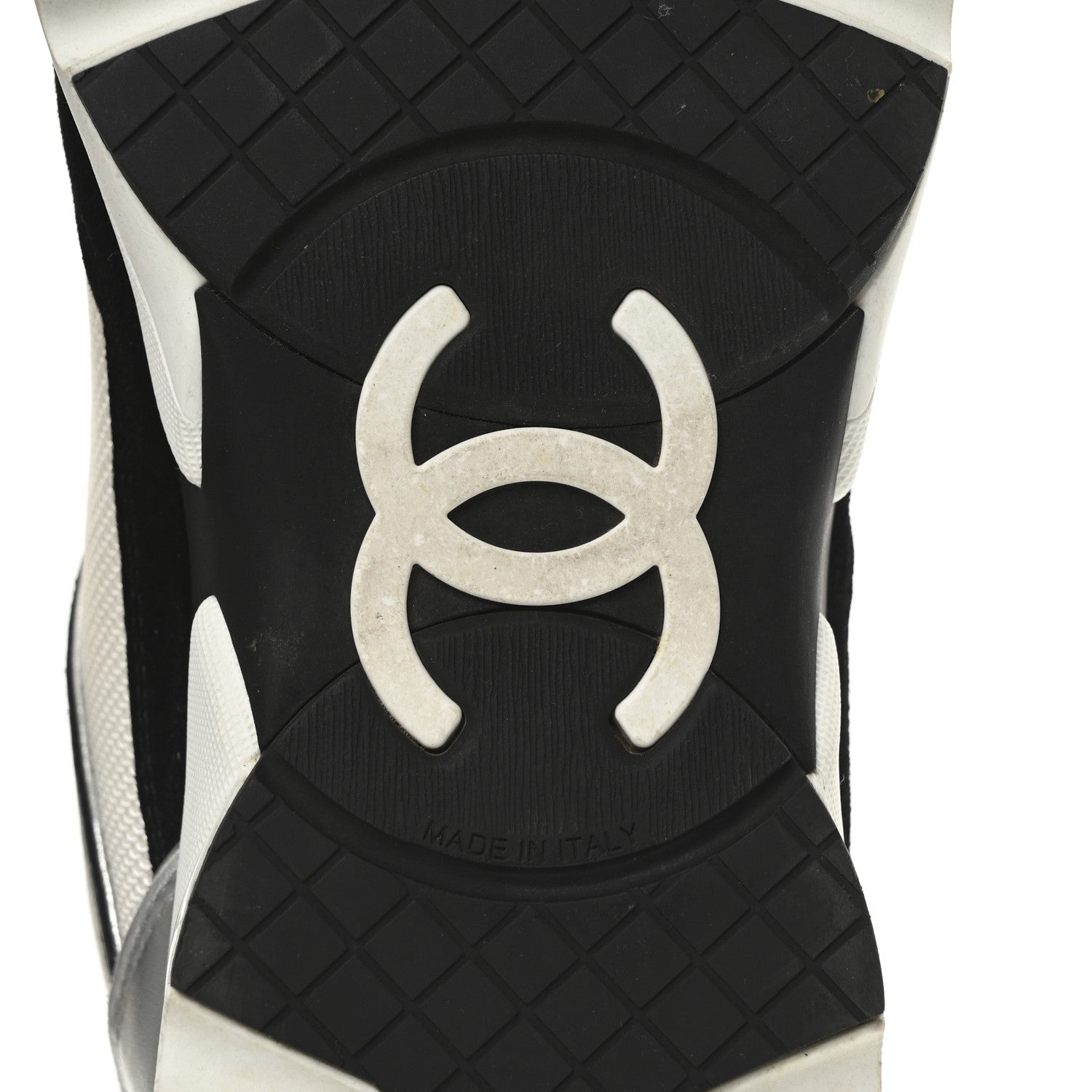 Chanel Mesh Suede Calfskin Grained Calfskin Womens CC Sneakers 40 Black White Silver 14 of 18