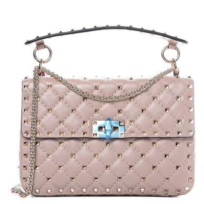Valentino Garavani Lambskin Medium Rockstud Spike Shoulder Bag Poudre 1 of 7