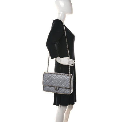 Chanel Crumpled Calfskin Large Chain All Over Flap Grey 2 of 10