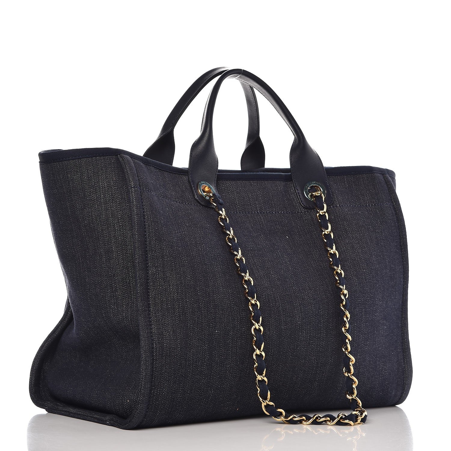 Chanel Denim Large Deauville Tote Dark Blue 4 of 10