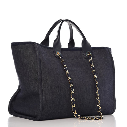 Chanel Denim Large Deauville Tote Dark Blue 4 of 10