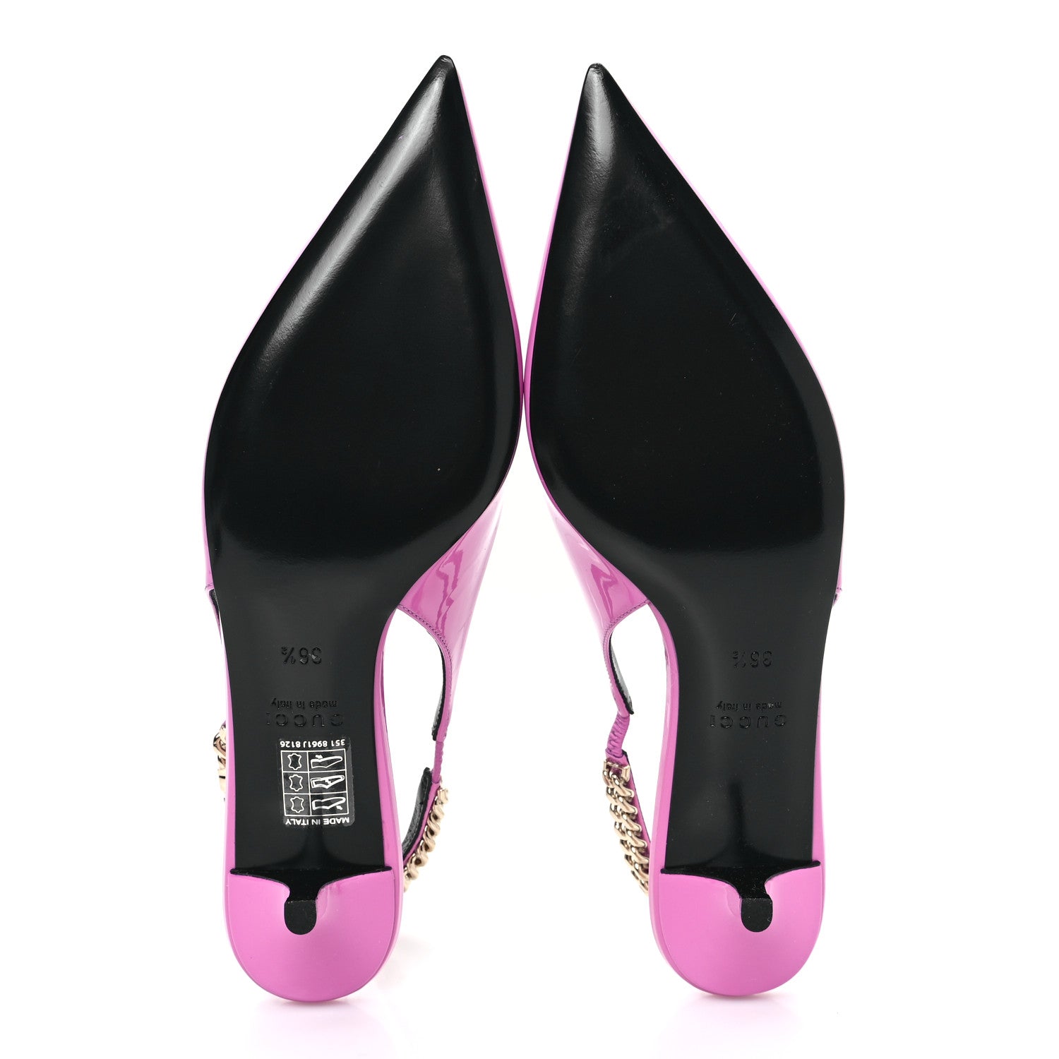 Gucci Patent Signoria 35mm Slingback Pumps 36.5 Libre Pink 5 of 9
