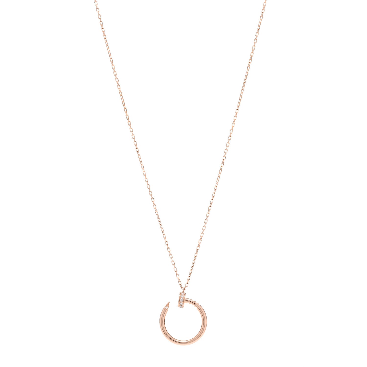 Cartier 18K Pink Gold Diamond Juste Un Clou Pendant Necklace 1 of 6