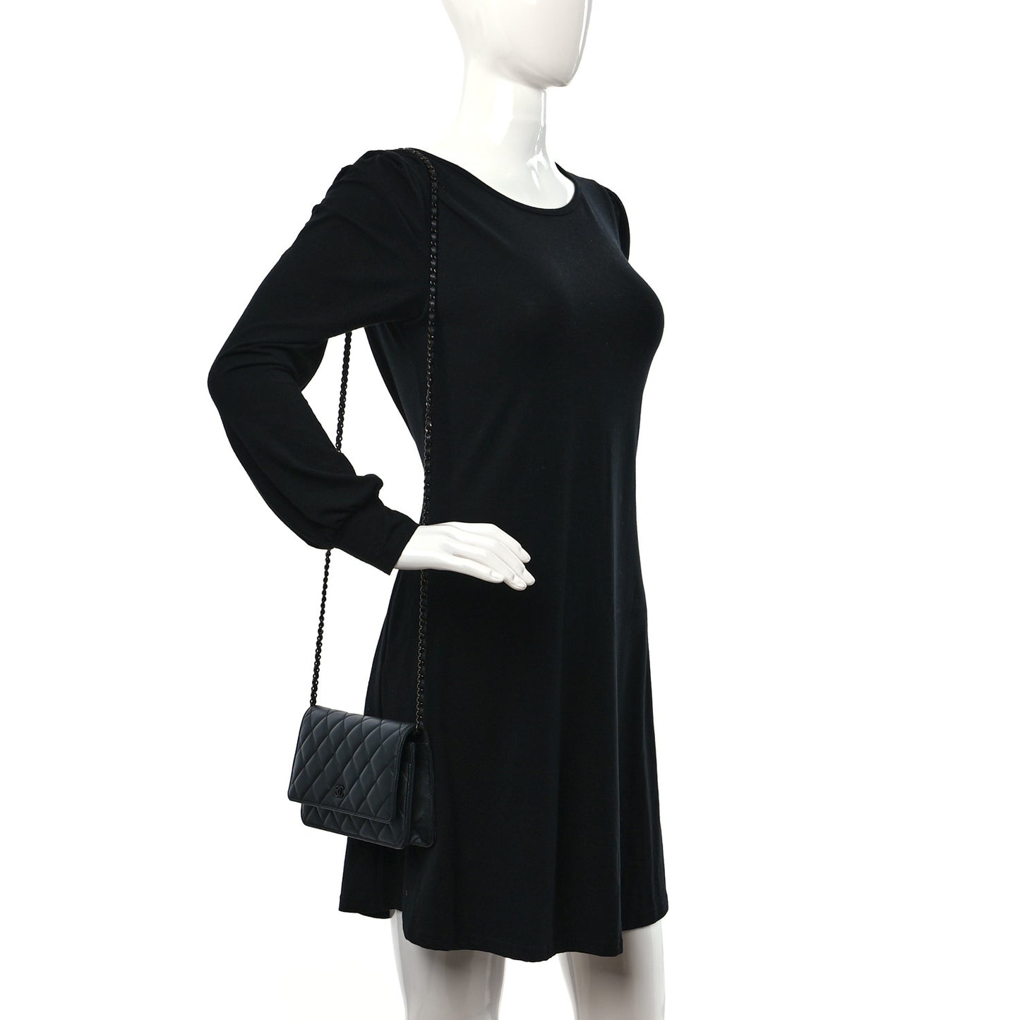 Lambskin Quilted Wallet On Chain WOC So Black