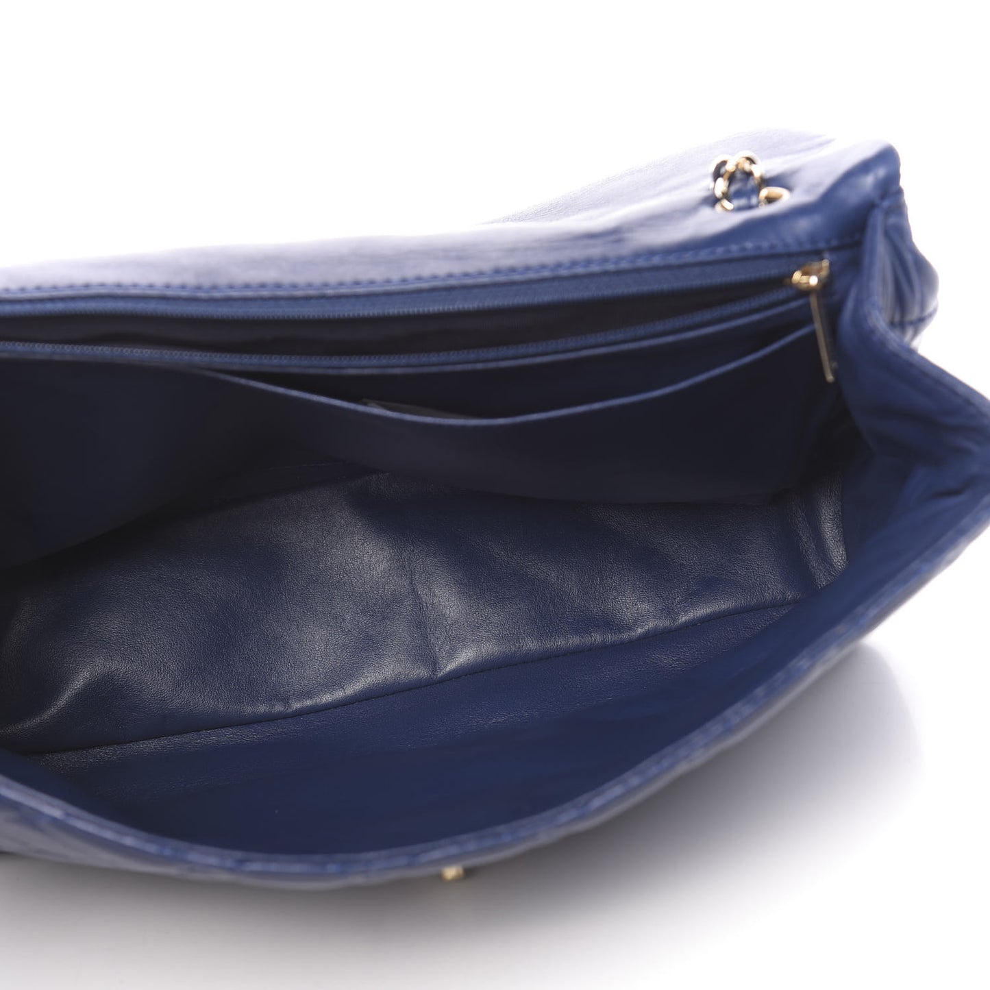 Lambskin Quilted Maxi Single Flap Dark Blue