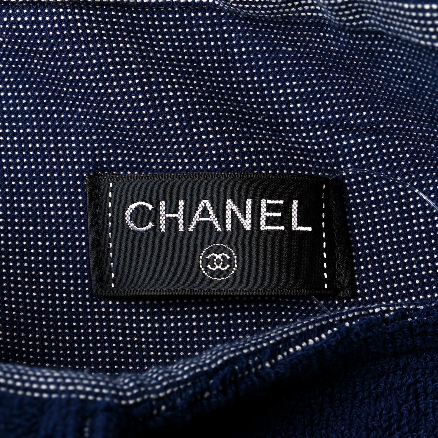 Chanel Terry Cotton CC Beach Tote Towel Set Navy Blue Beige 7 of 14