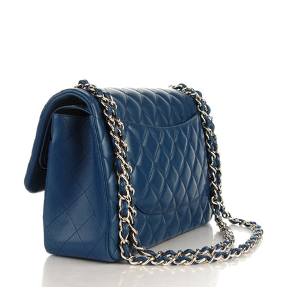 Chanel Lambskin Quilted Jumbo Double Flap Blue 3 of 8