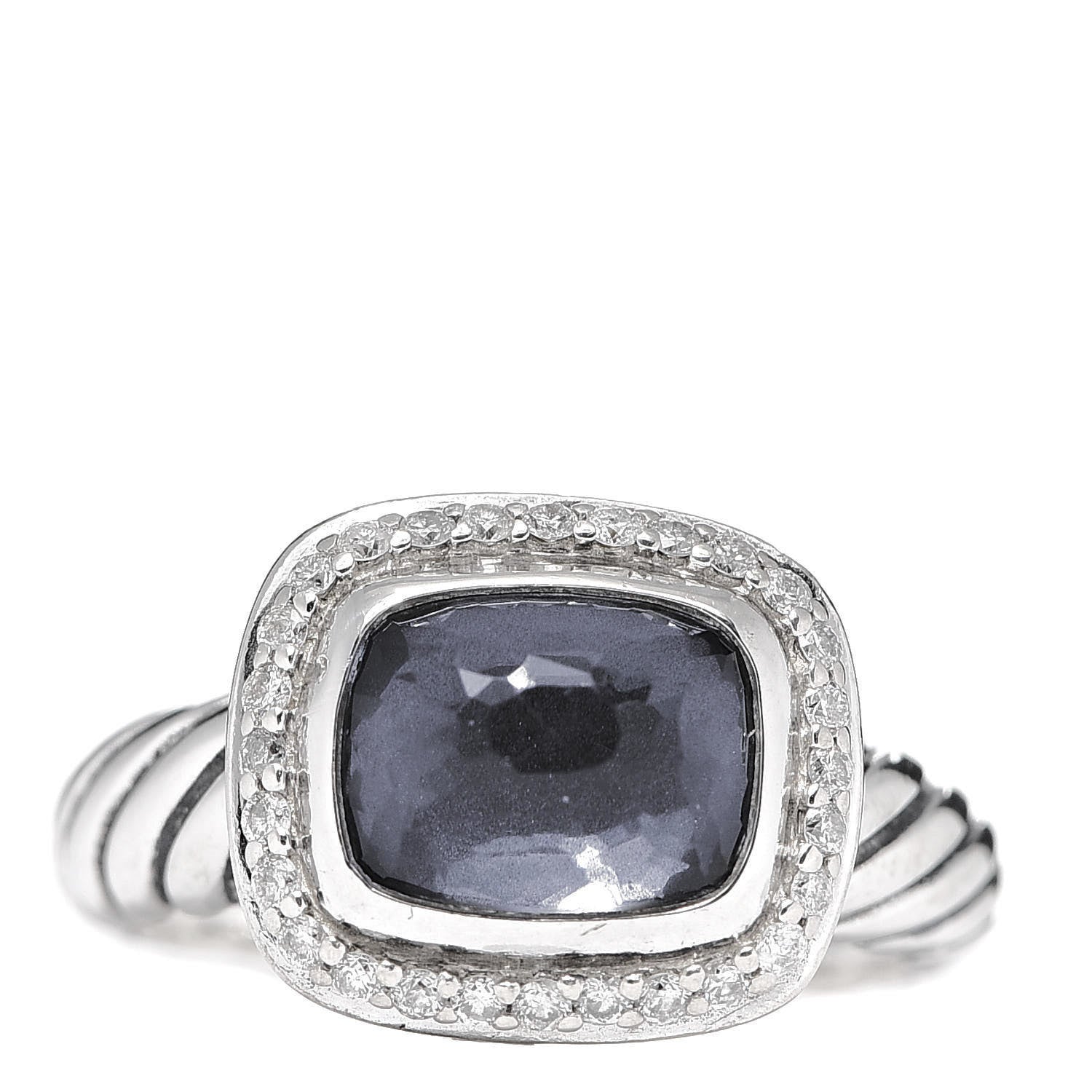 David Yurman Sterling Silver Diamond Black Orchid 10mm Noblesse Ring 52 6 1 of 5