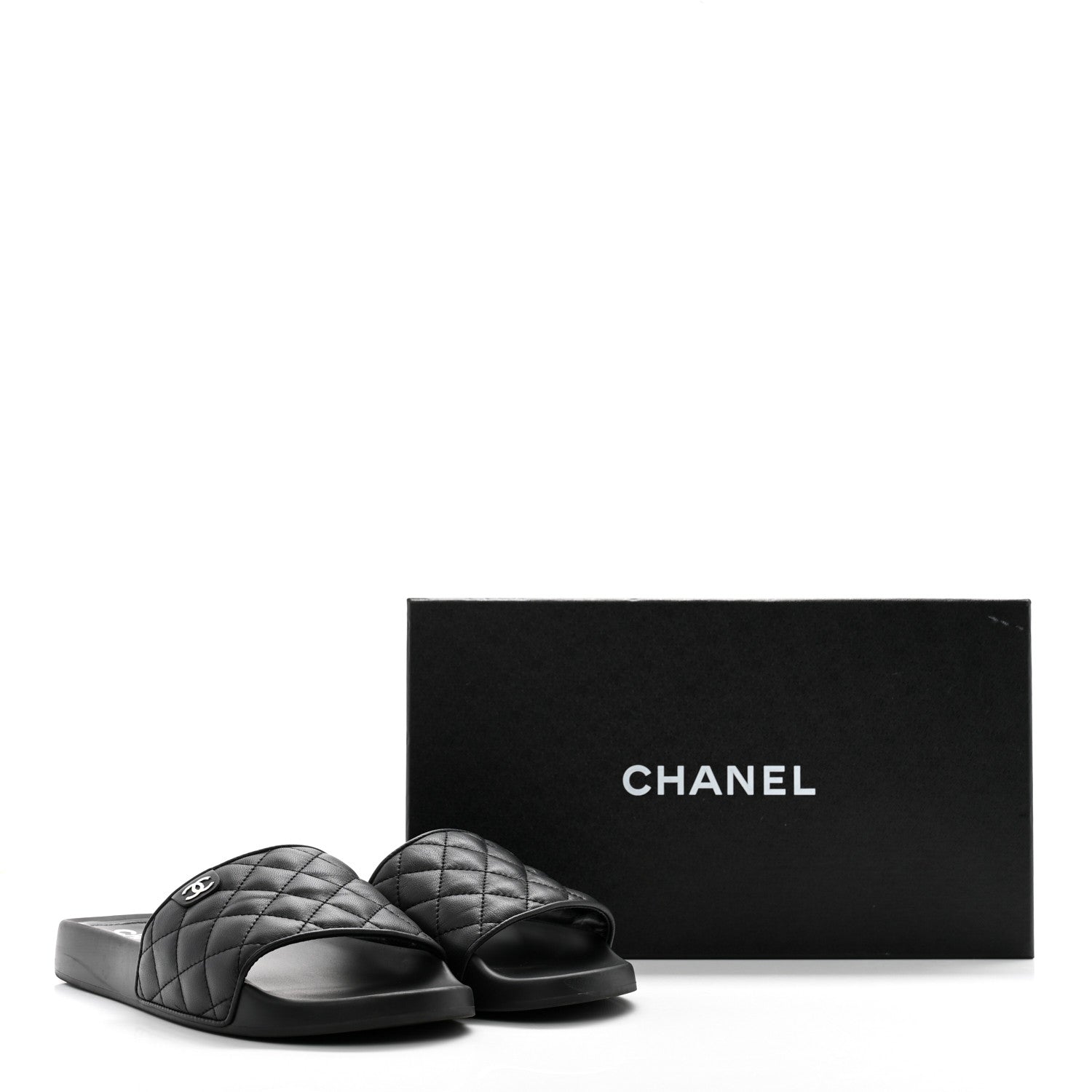 Chanel Lambskin Quilted CC Mules Sandals 40 Black 10 of 10