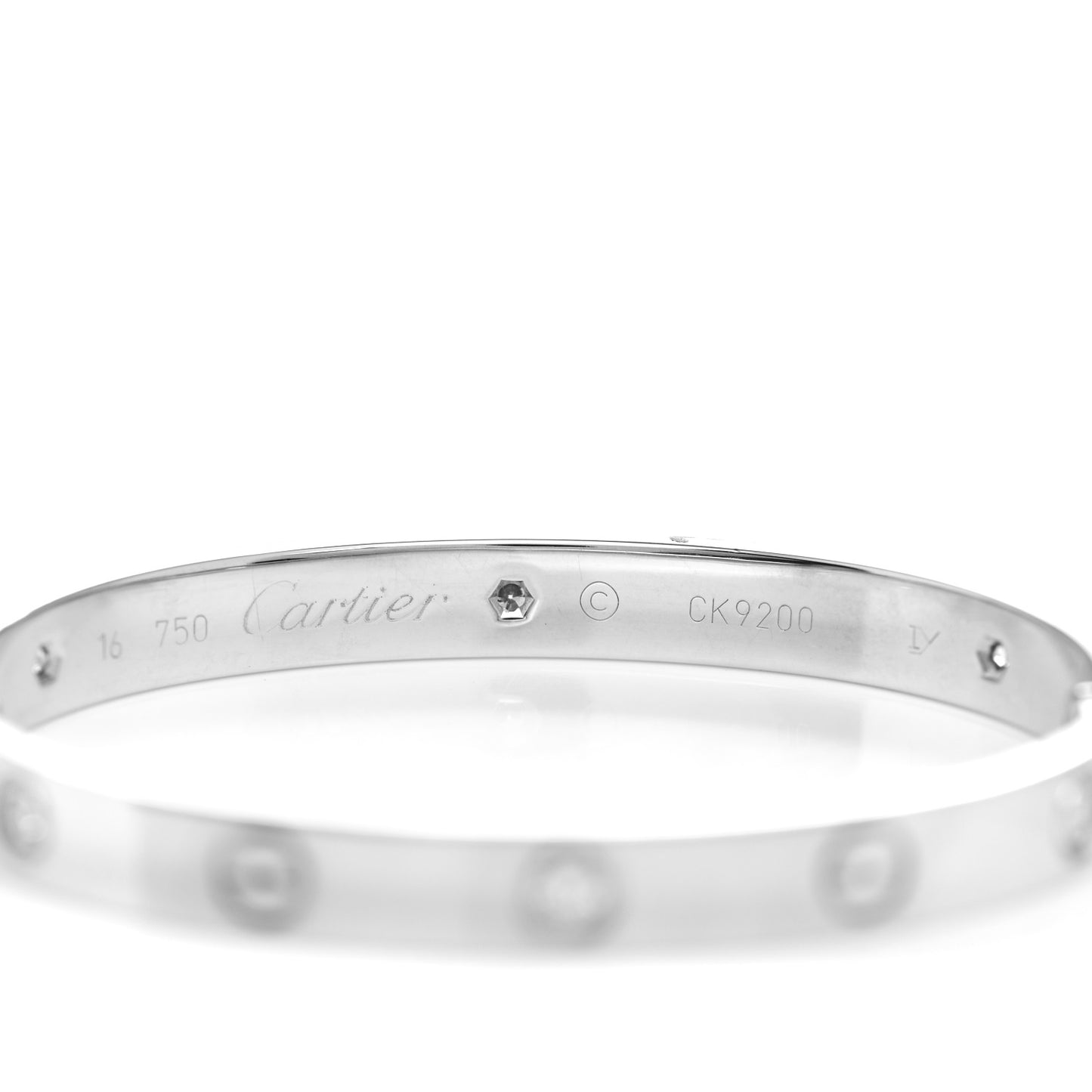 18K White Gold 6 Diamond LOVE Bracelet 16