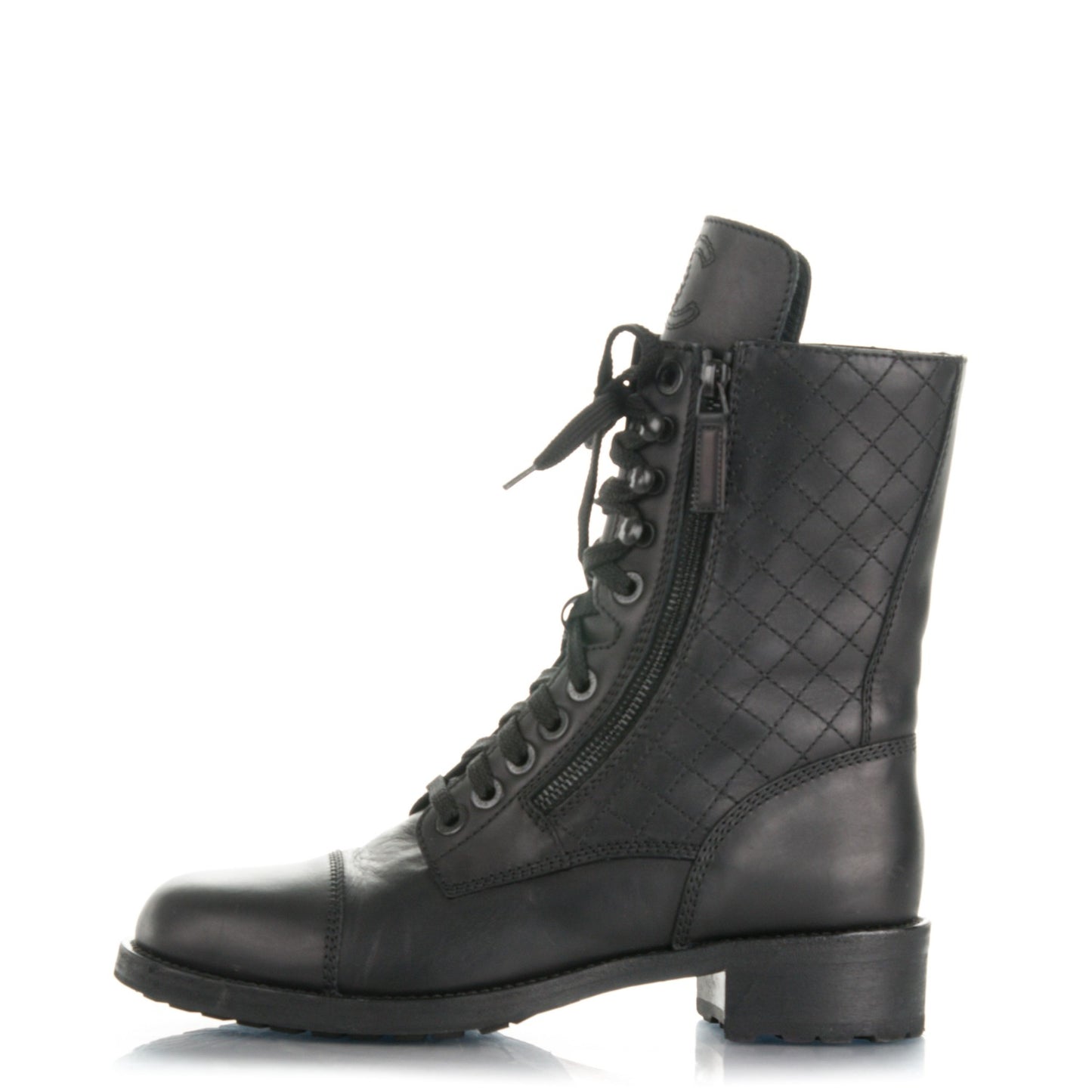 Calfskin Combat Boots 39.5 Black