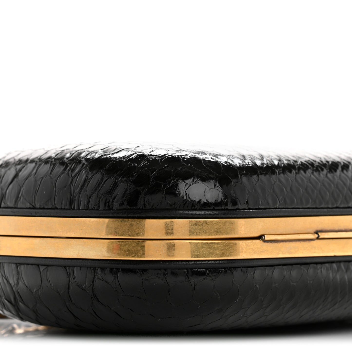 Snakeskin Crystal Tiger Broadway Clutch Black
