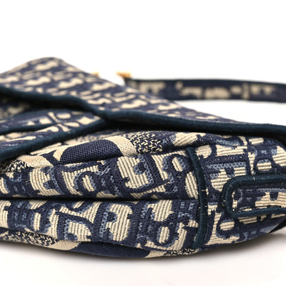 Christian Dior Oblique Embroidered Saddle Bag Blue 10 of 11
