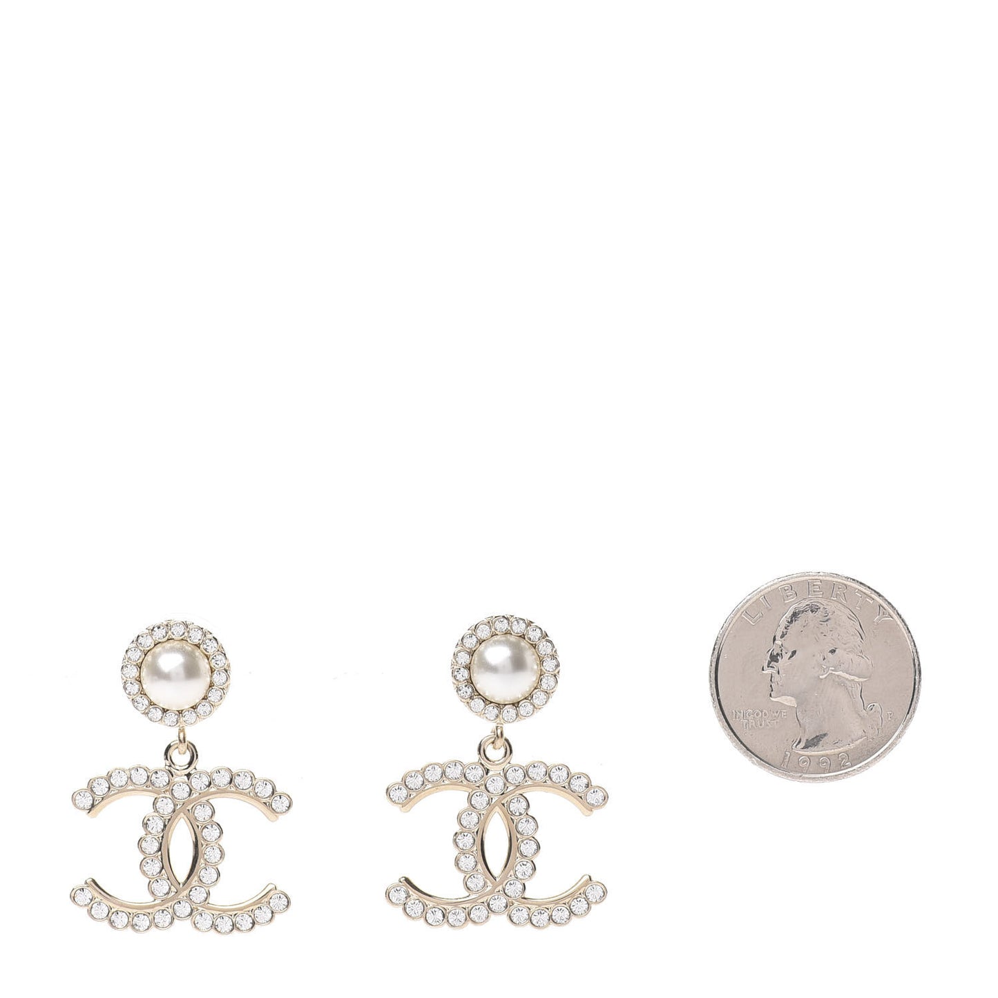 Crystal Pearl Bow-tiful CC Drop Earrings Gold