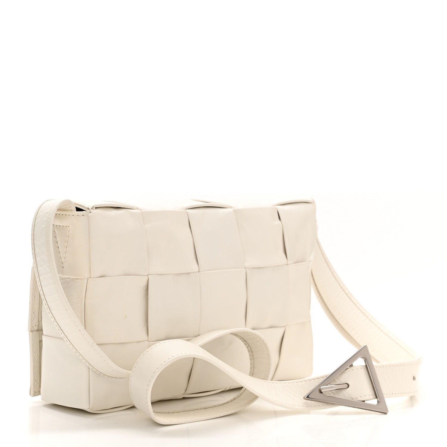 Bottega Veneta Paper Calfskin Maxi Intreccio Cassette Crossbody Bag White 3 of 11